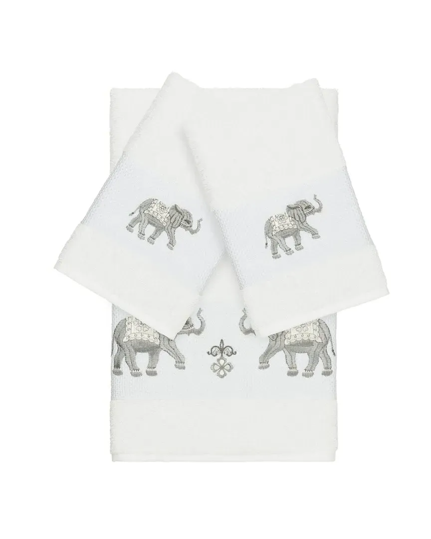 Quinn 3-Piece Embellished Towel Set - White, Turkish Cotton