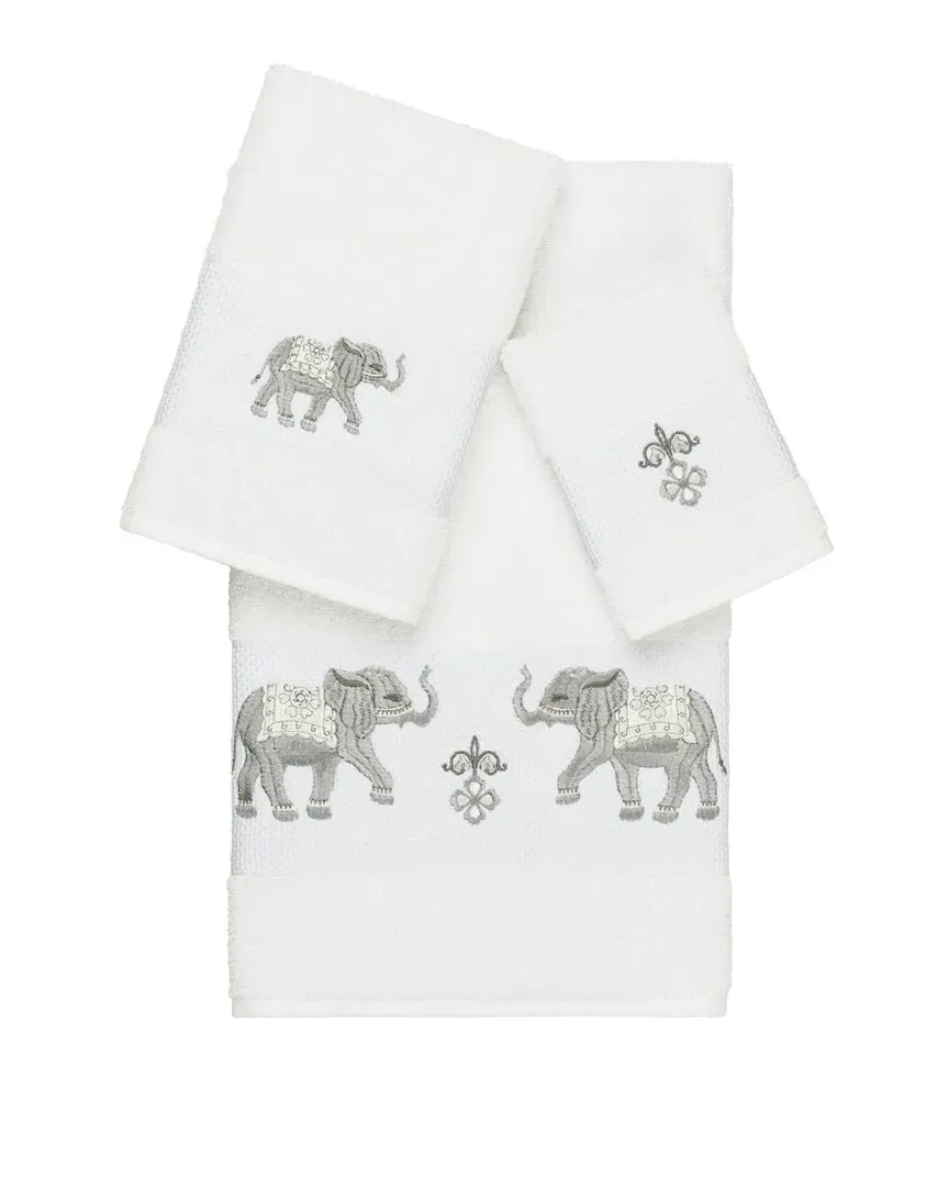 Quinn 3-Piece Embellished Towel Set - White, Turkish Cotton