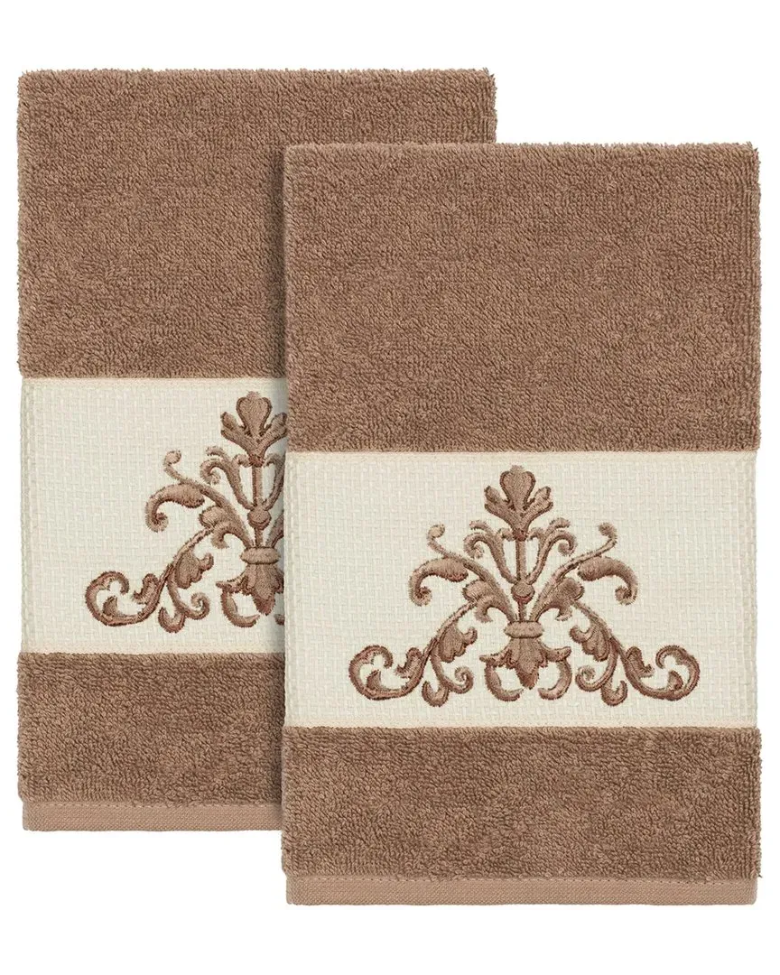 Scarlet 2Pc Embellished Hand Towel Set - Beige, Turkish Cotton
