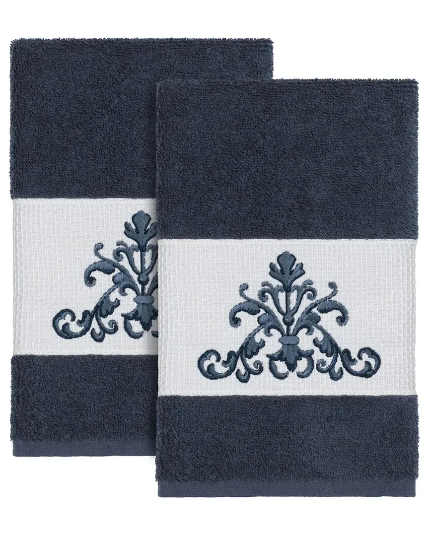 Scarlet 2Pc Embellished Hand Towel Set - Blue, Turkish Cotton