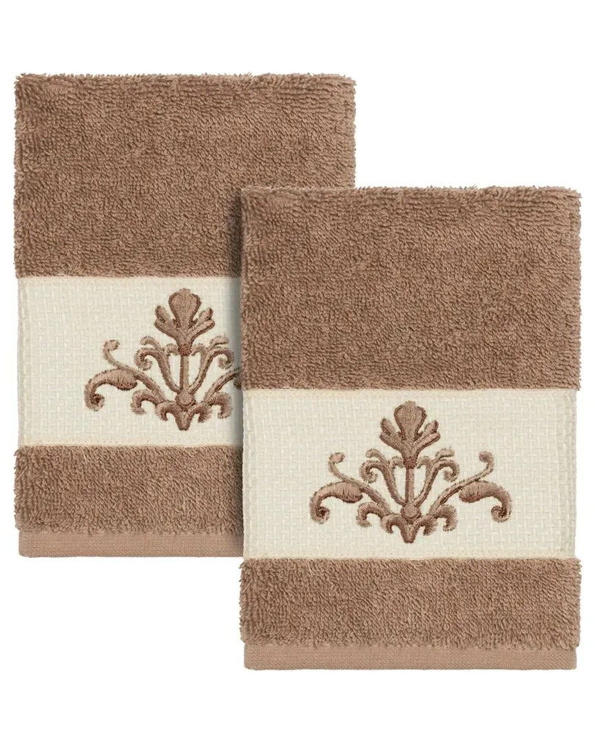 Scarlet 2Pc Embellished Washcloth Set - Beige, Turkish Cotton image
