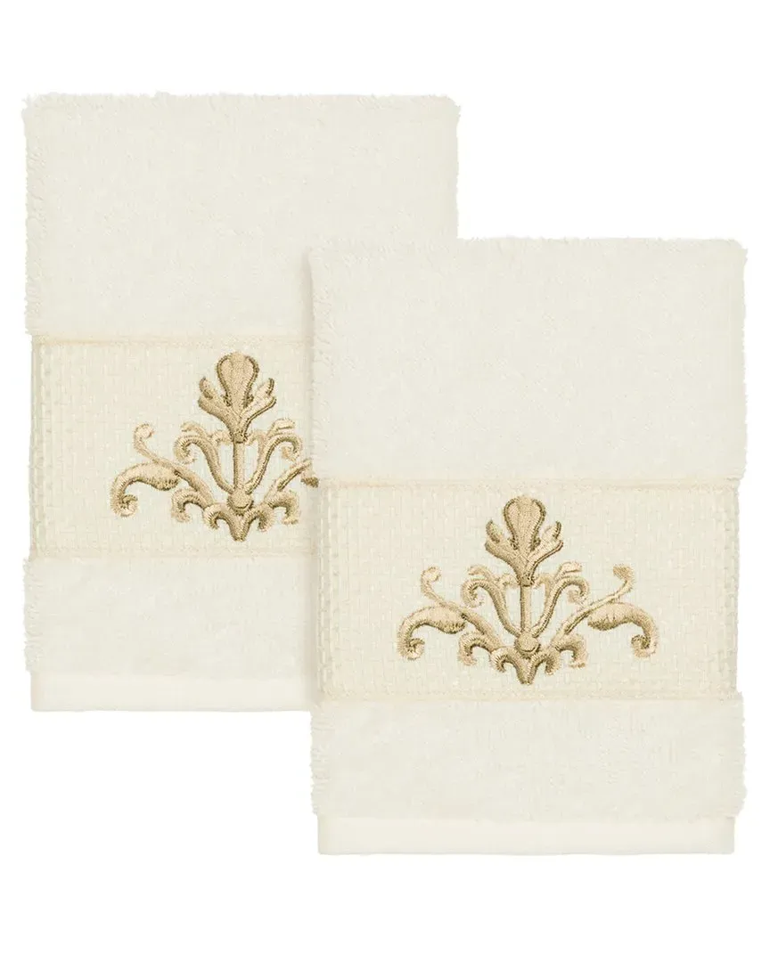 Scarlet 2Pc Embellished Washcloth Set - Cream, Turkish Cotton