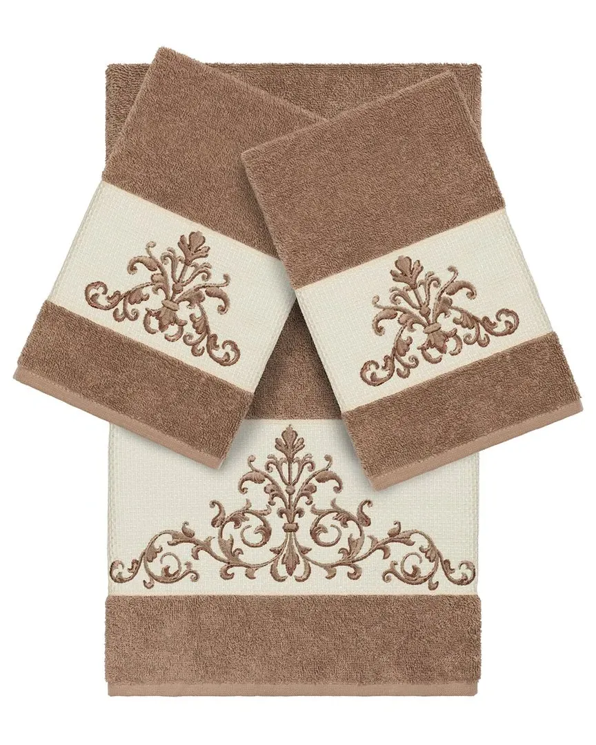 Scarlet 3-Piece Embellished Bath & Hand Towel Set - Beige, Cotton image