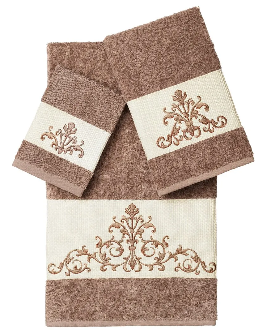 Scarlet 3-Piece Embellished Towel Set - Beige, Turkish Cotton image