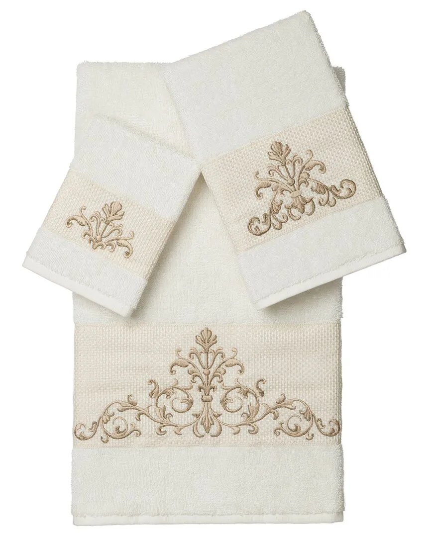 Scarlet 3-Piece Embellished Towel Set - Cream, Turkish Cotton