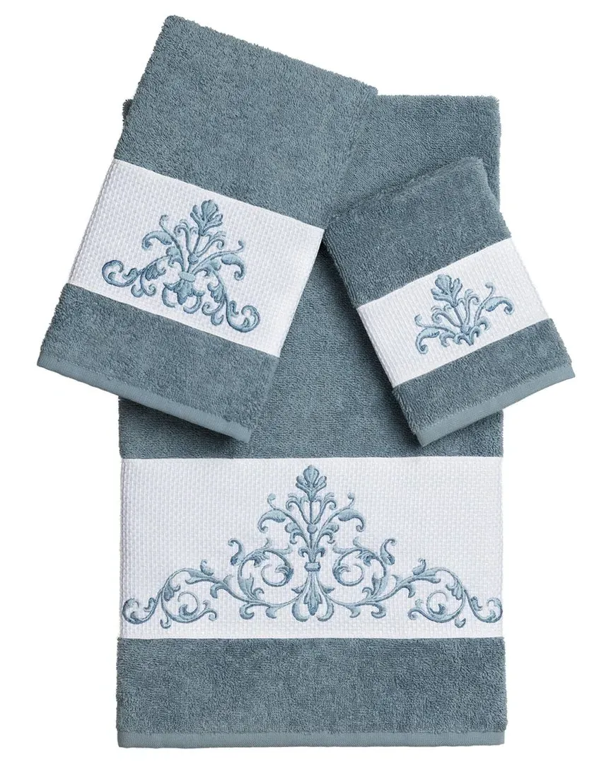 Scarlet 3-Piece Embellished Towel Set - Teal, Turkish Cotton