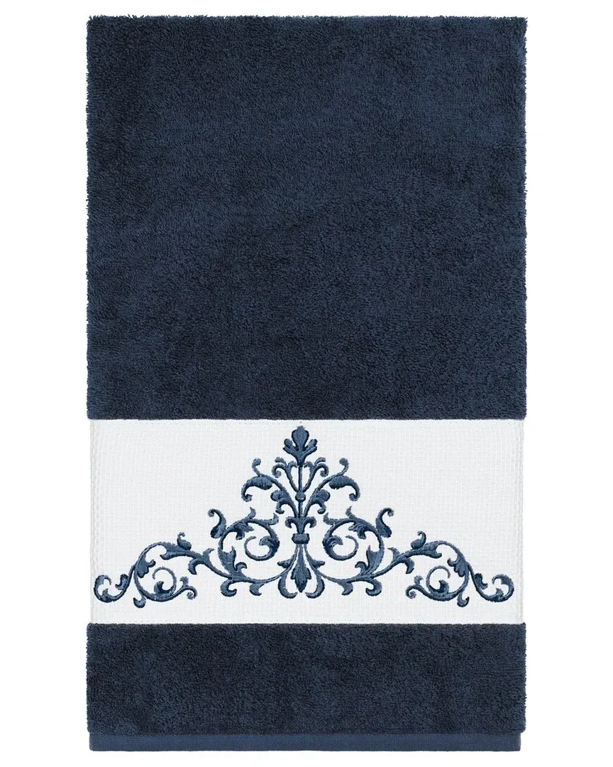 Scarlet Embellished Bath Towel - Blue, Turkish Cotton