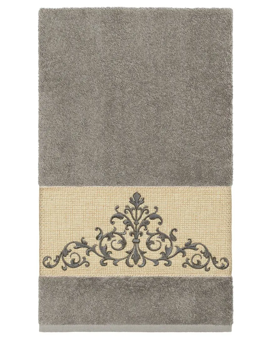 Scarlet Embellished Bath Towel - Grey, Turkish Cotton