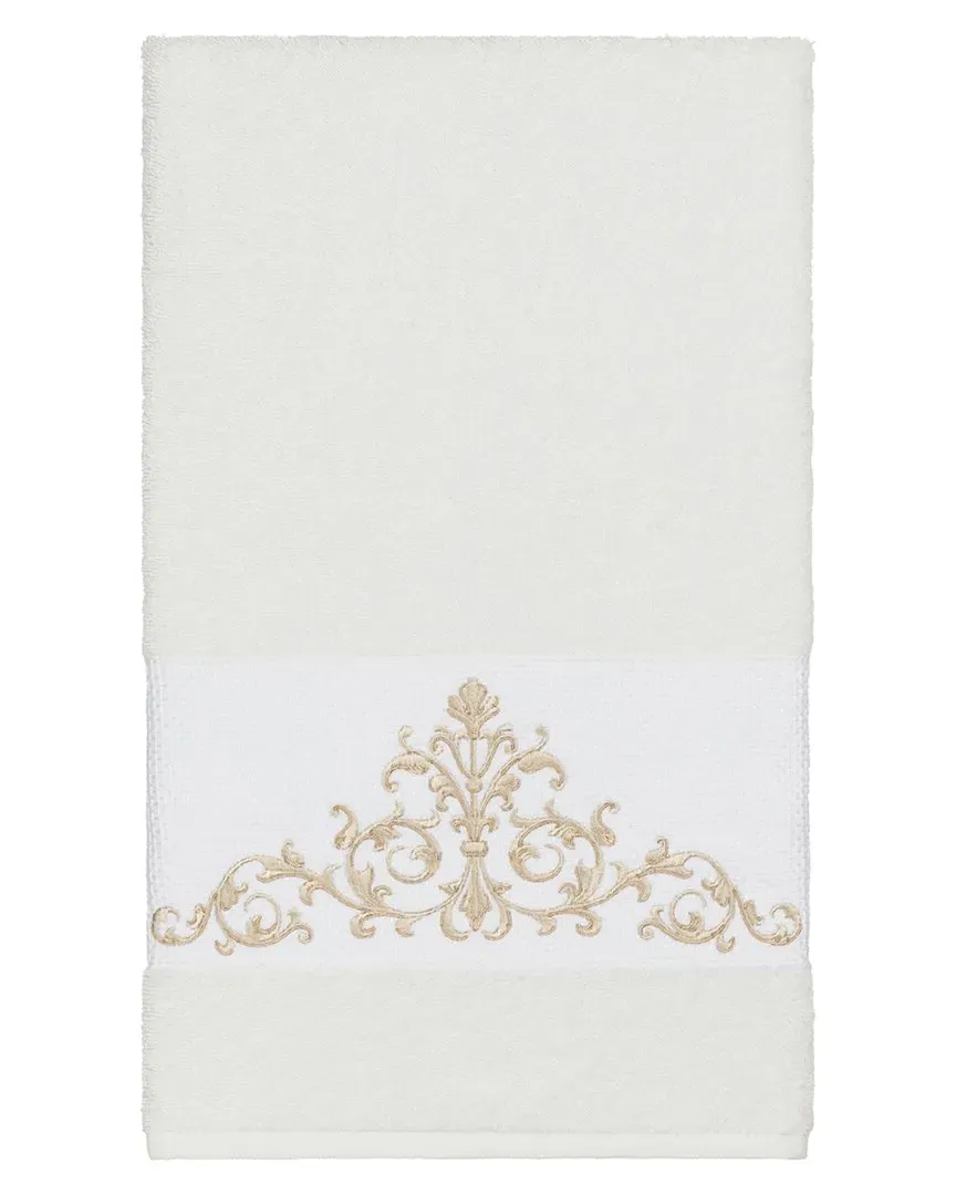 Scarlet Embellished Bath Towel - White, Turkish Cotton