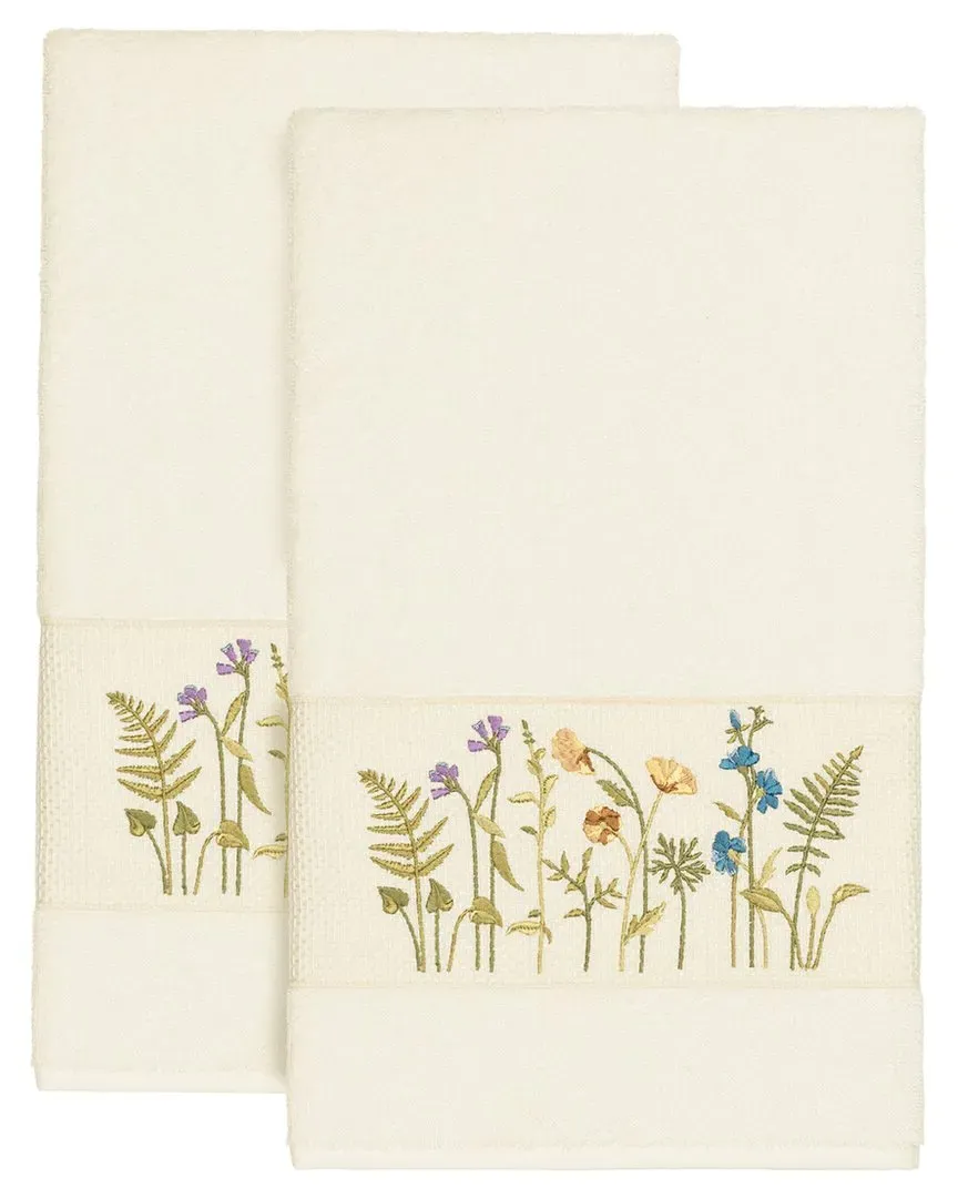 Serenity 2Pc Embellished Bath Towel Set - Cream, Turkish Cotton