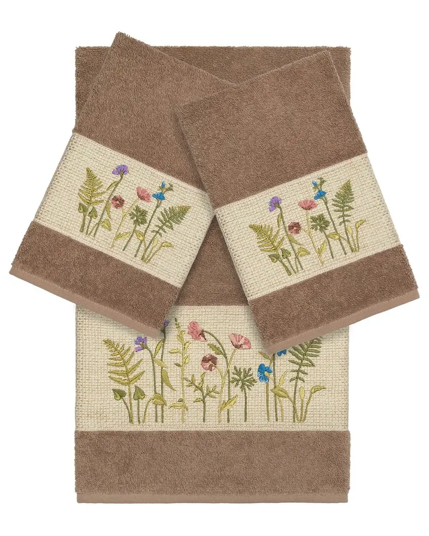 Serenity 3-Piece Embellished Bath & Hand Towel Set - Beige image