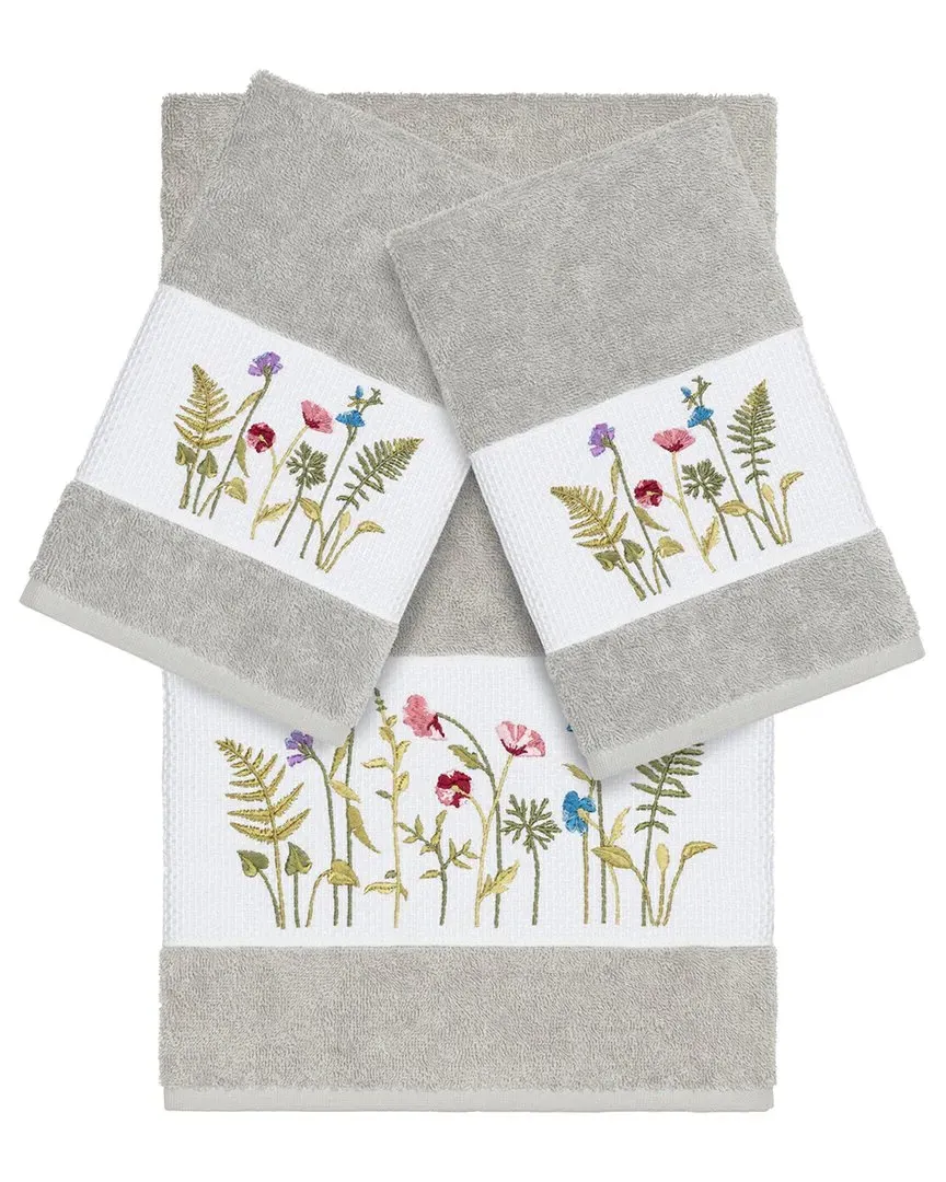 Serenity 3-Piece Embellished Bath & Hand Towel Set - Grey