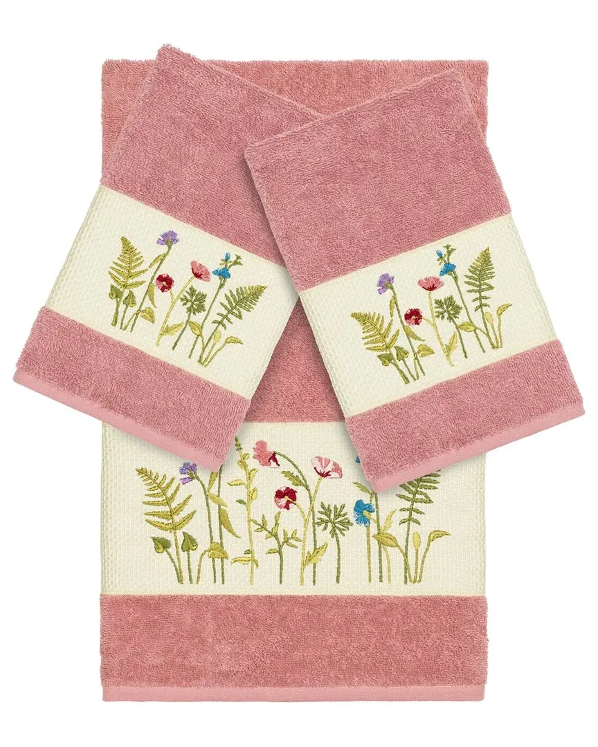 Serenity 3-Piece Embellished Bath & Hand Towel Set - Rose