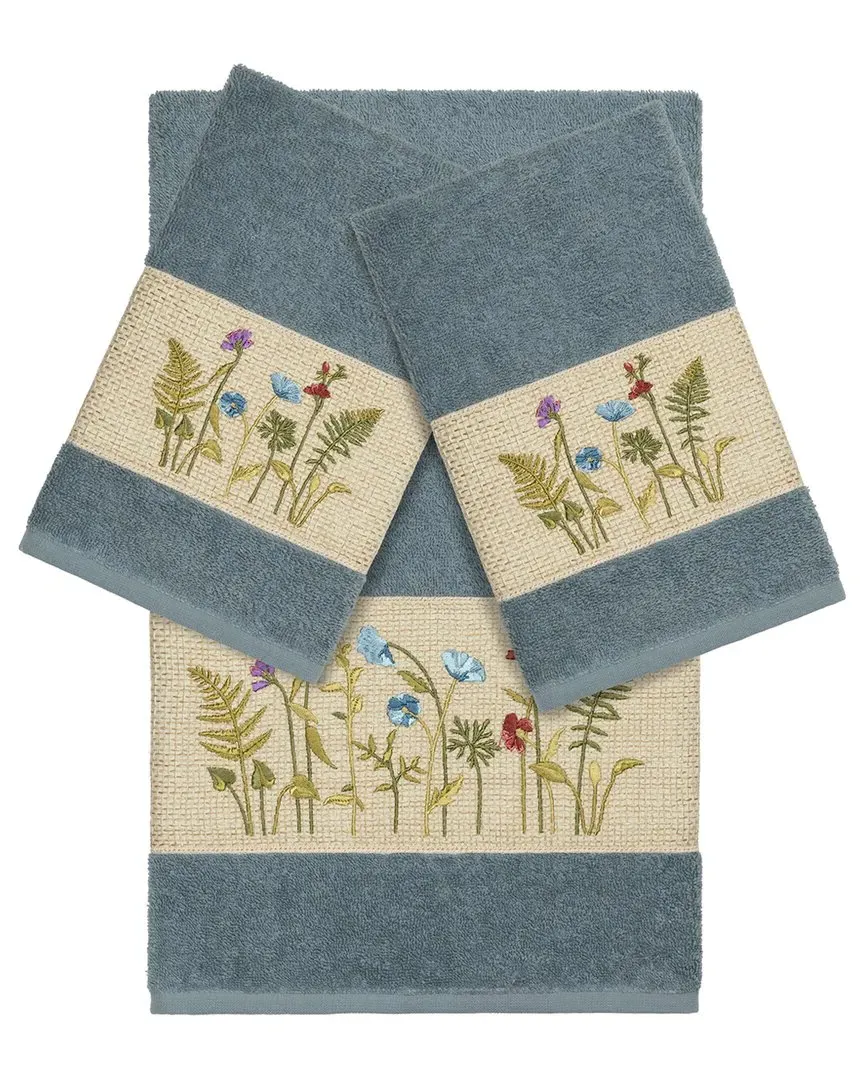 Serenity 3-Piece Embellished Bath & Hand Towel Set - Teal