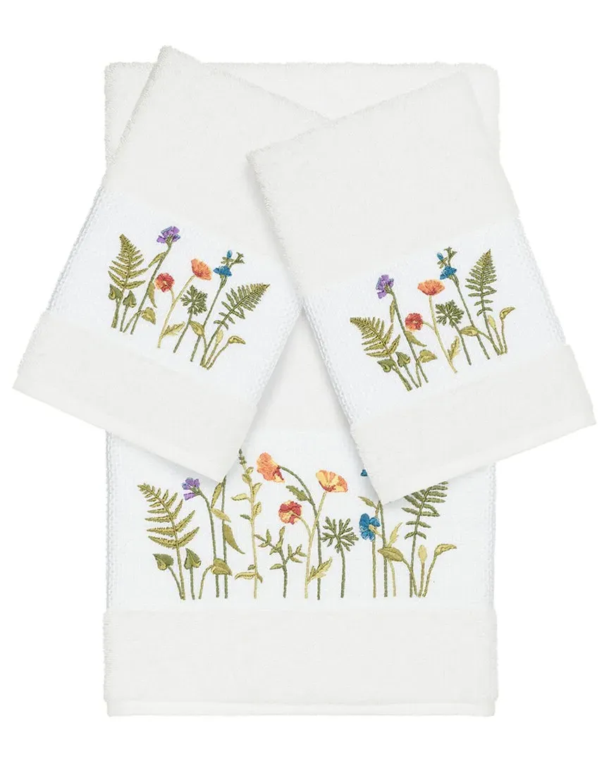 Serenity 3-Piece Embellished Bath & Hand Towel Set - White