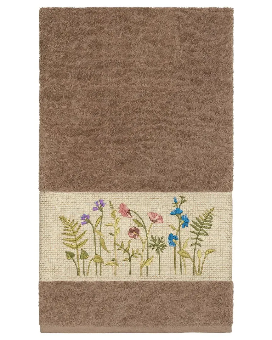 Serenity Embellished Bath Towel - Beige, Turkish Cotton