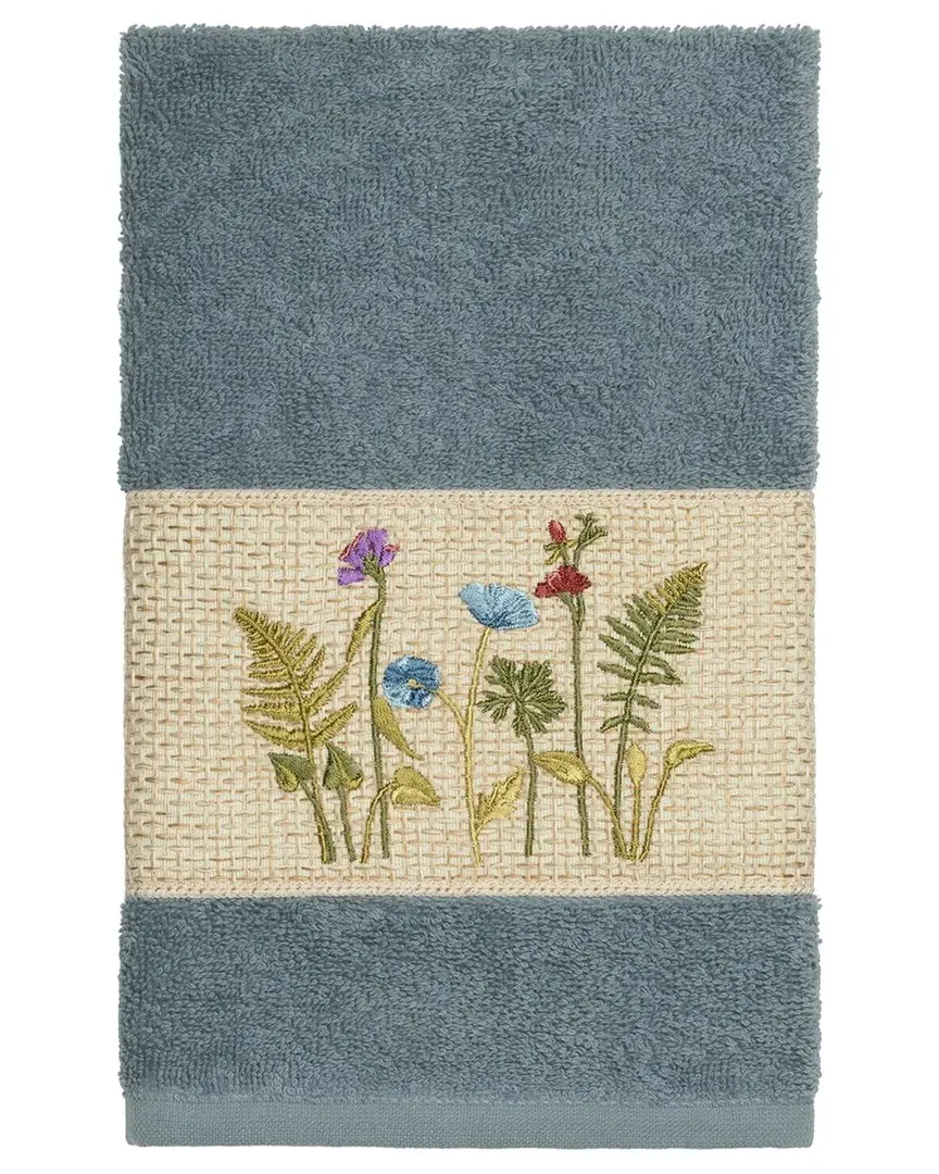 Serenity Embellished Hand Towel - Teal, Turkish Cotton