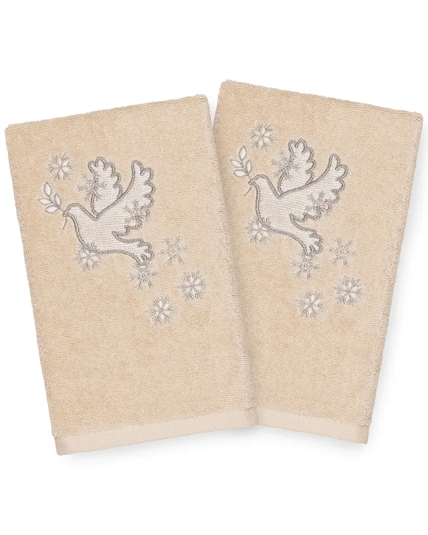 Set of 2 Christmas Dove Hand Towels - Sand, Cotton image
