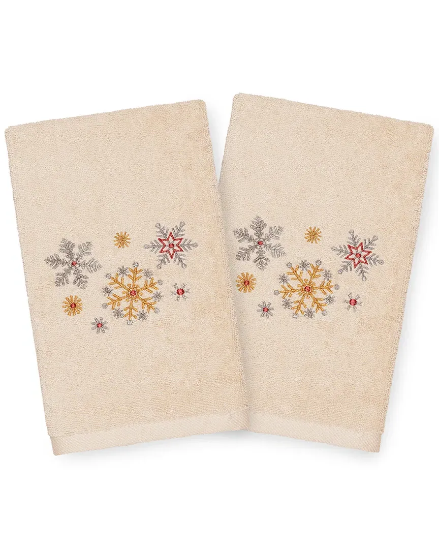 Set of 2 Christmas Snowfall Hand Towels - Sand, Cotton image