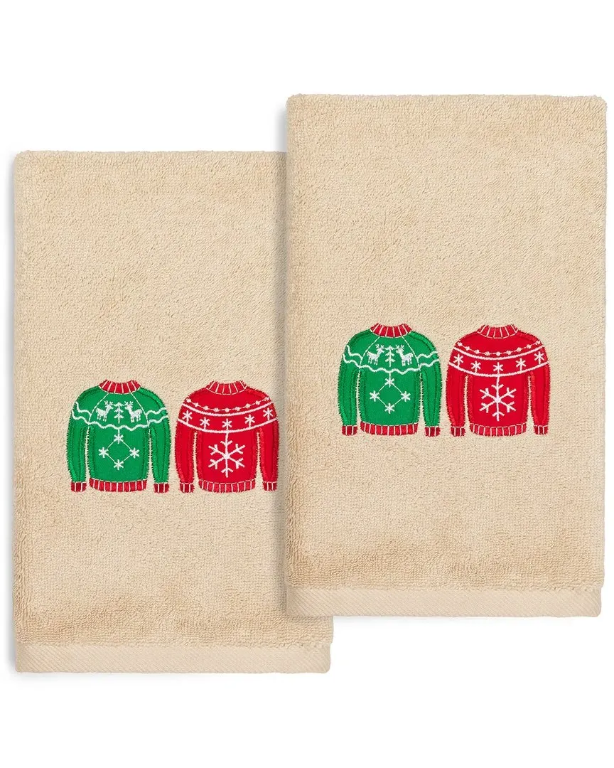 Set of 2 Christmas Sweaters Hand Towels - Sand, Cotton