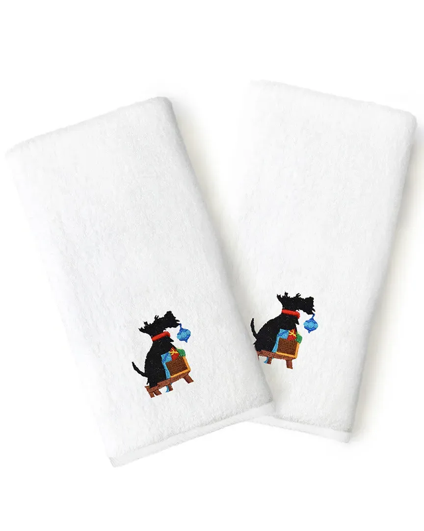Set of 2 Embroidered Hand Towels - White, Cotton image