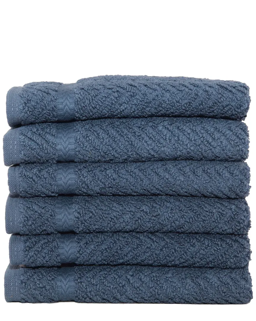 Set of 6 Herringbone Washcloths - Midnight Blue, Cotton