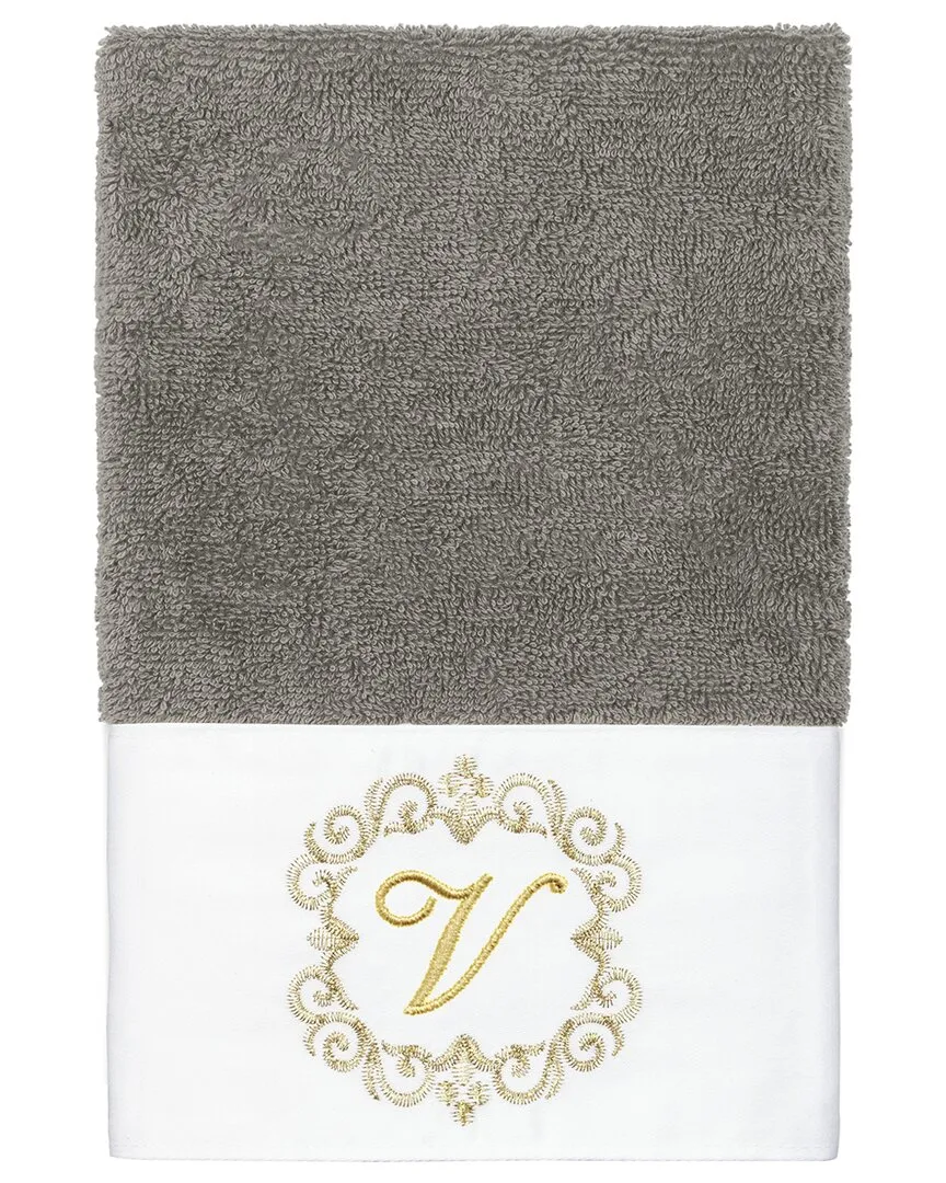 Set of Two Monogram Hand Towels - Dark Gray, Turkish Cotton