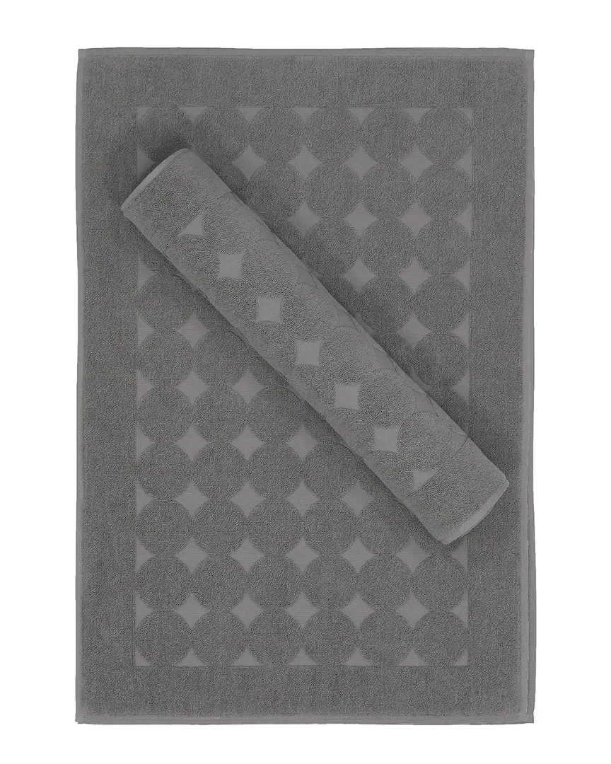 Sinemis Circle Set of 2 Bath Mats - Dark Grey, Cotton image