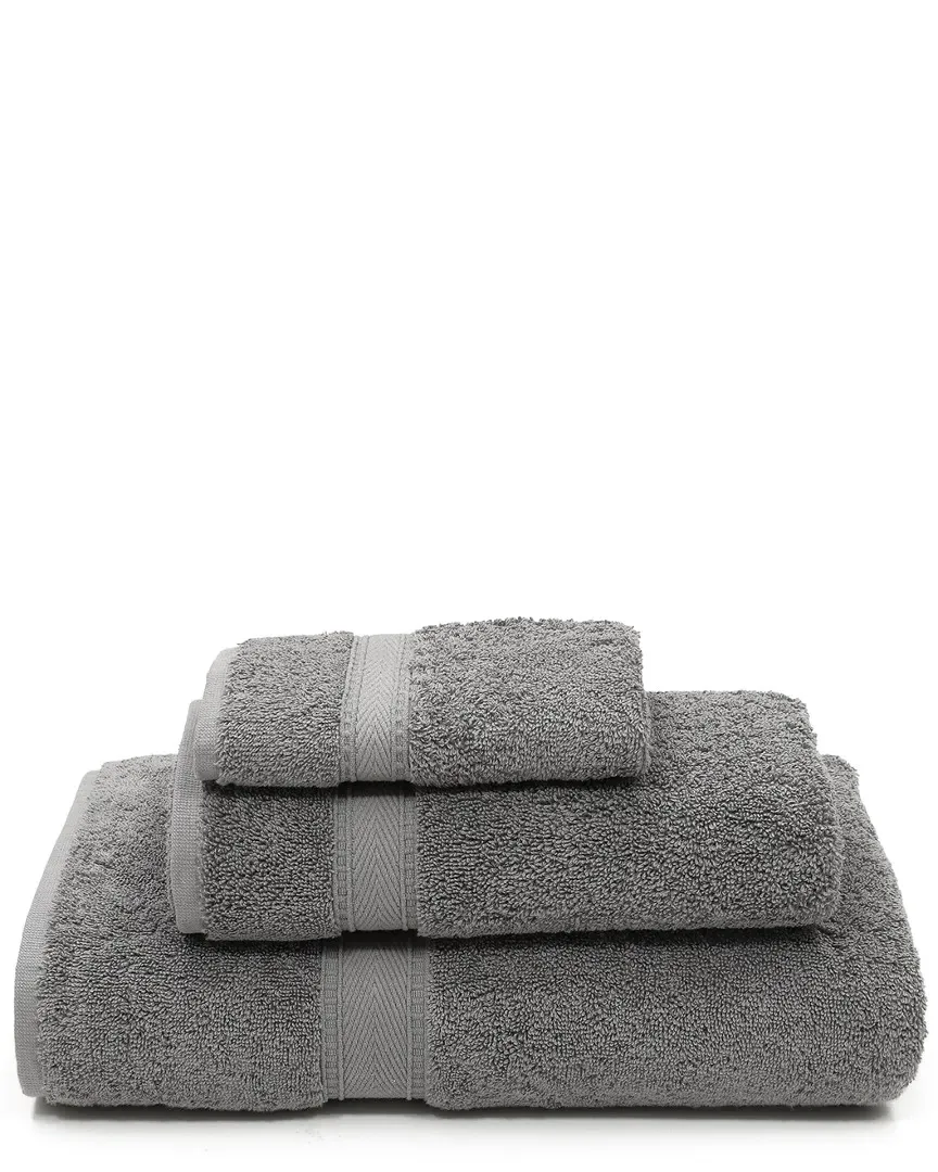Sinemis Terry 3-Piece Towel Set - Dark Grey, Cotton