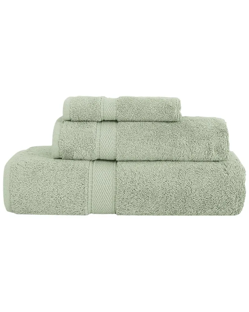 Sinemis Terry 3-Piece Towel Set - Green, Turkish Cotton