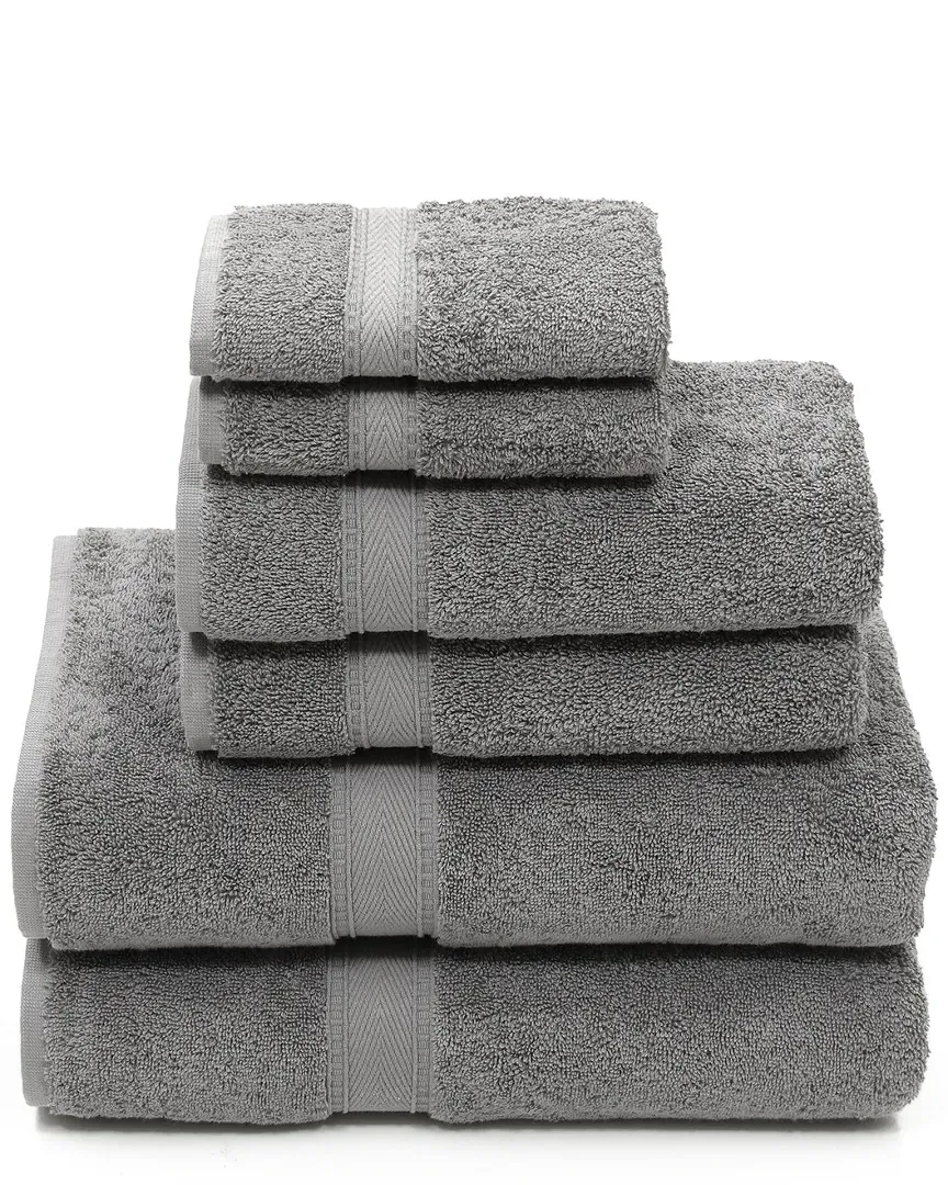 Sinemis Terry 6pc Towel Set - Dark Grey, Turkish Cotton