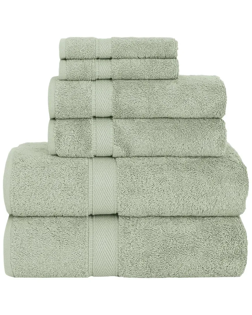 Sinemis Terry 6pc Towel Set - Green, Turkish Cotton