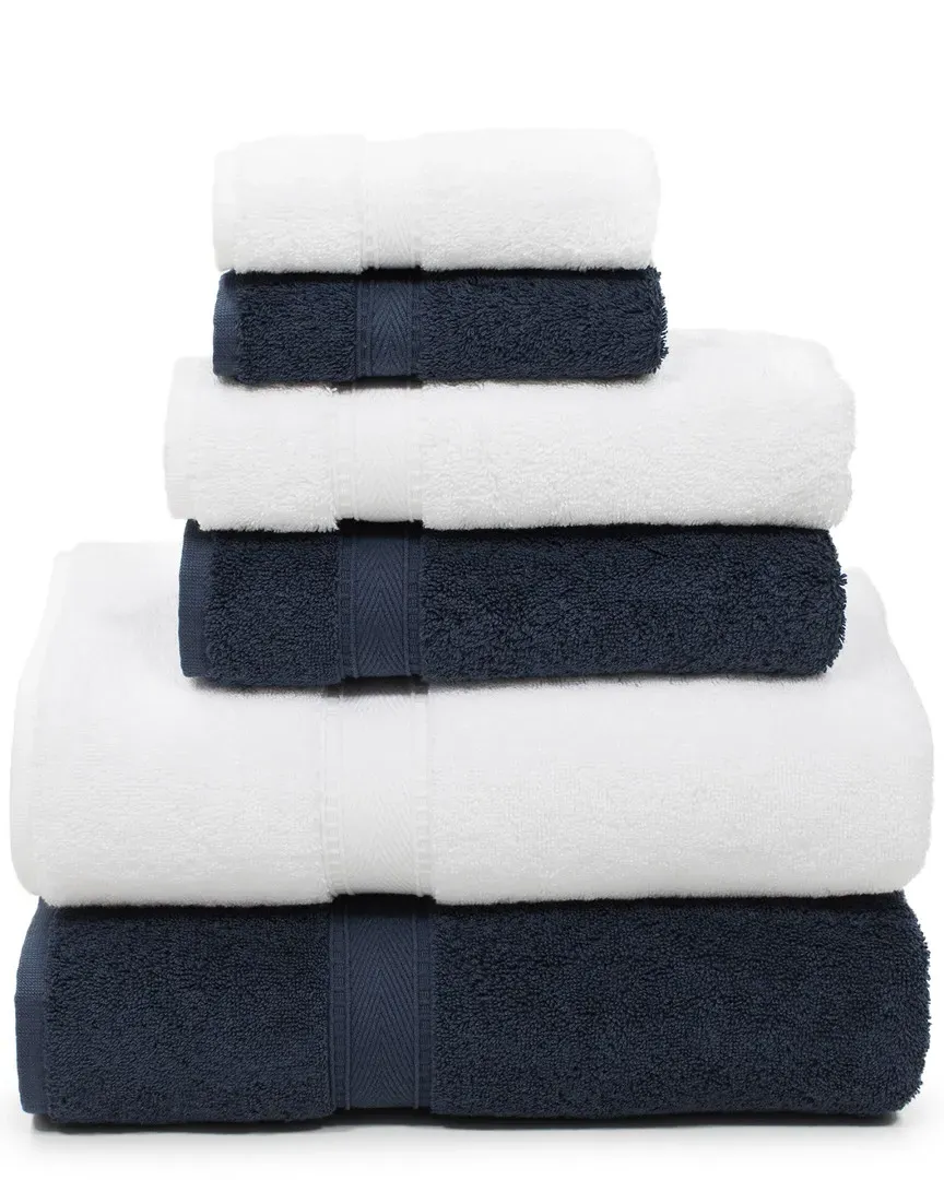 Sinemis Terry 6pc Towel Set - Navy, Turkish Cotton