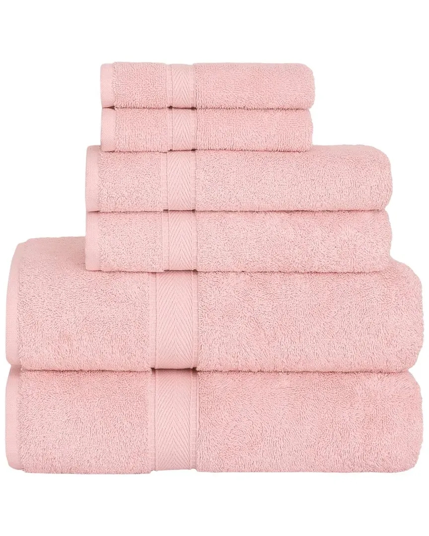 Sinemis Terry 6pc Towel Set - Pink, Turkish Cotton