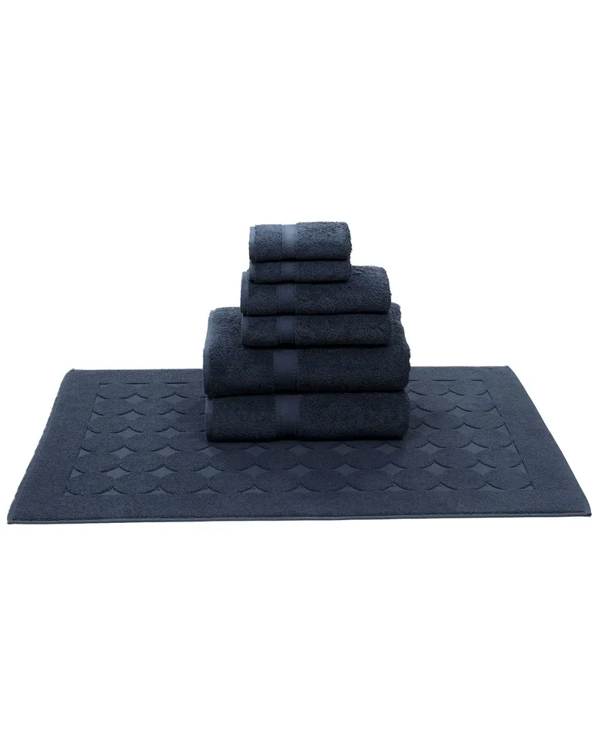 Sinemis Terry 7-Piece Towel Set - Navy, Cotton