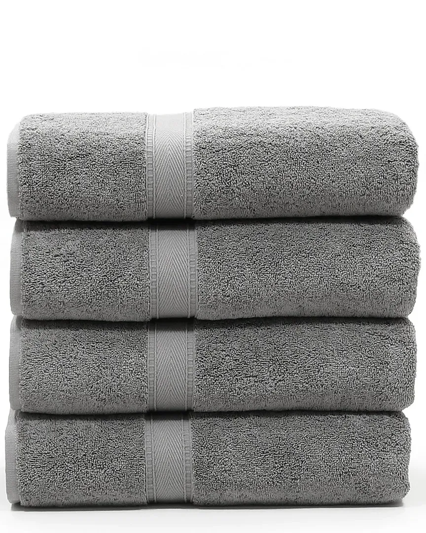 Sinemis Terry Bath Towel Set of 4 - Dark Grey, Cotton image