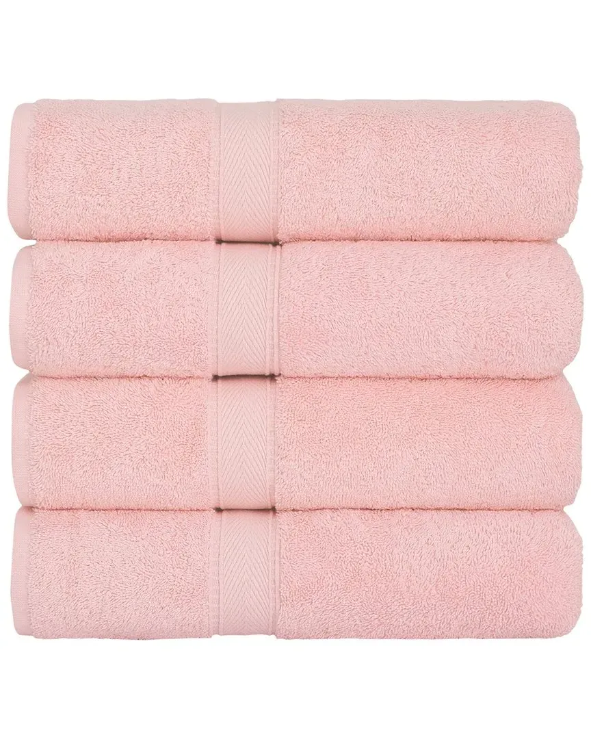 Sinemis Terry Bath Towel Set of 4 - Pink, Cotton
