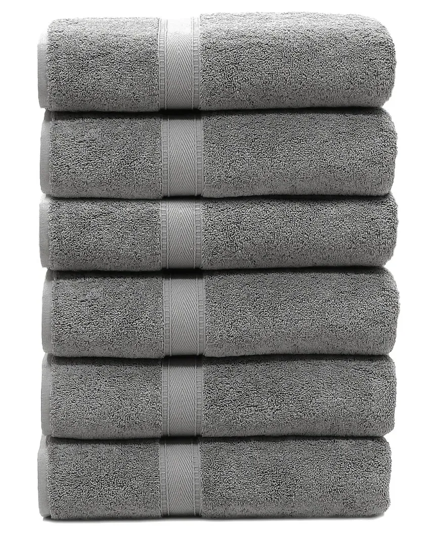 Sinemis Terry Bath Towel Set of 6 - Dark Grey, Cotton