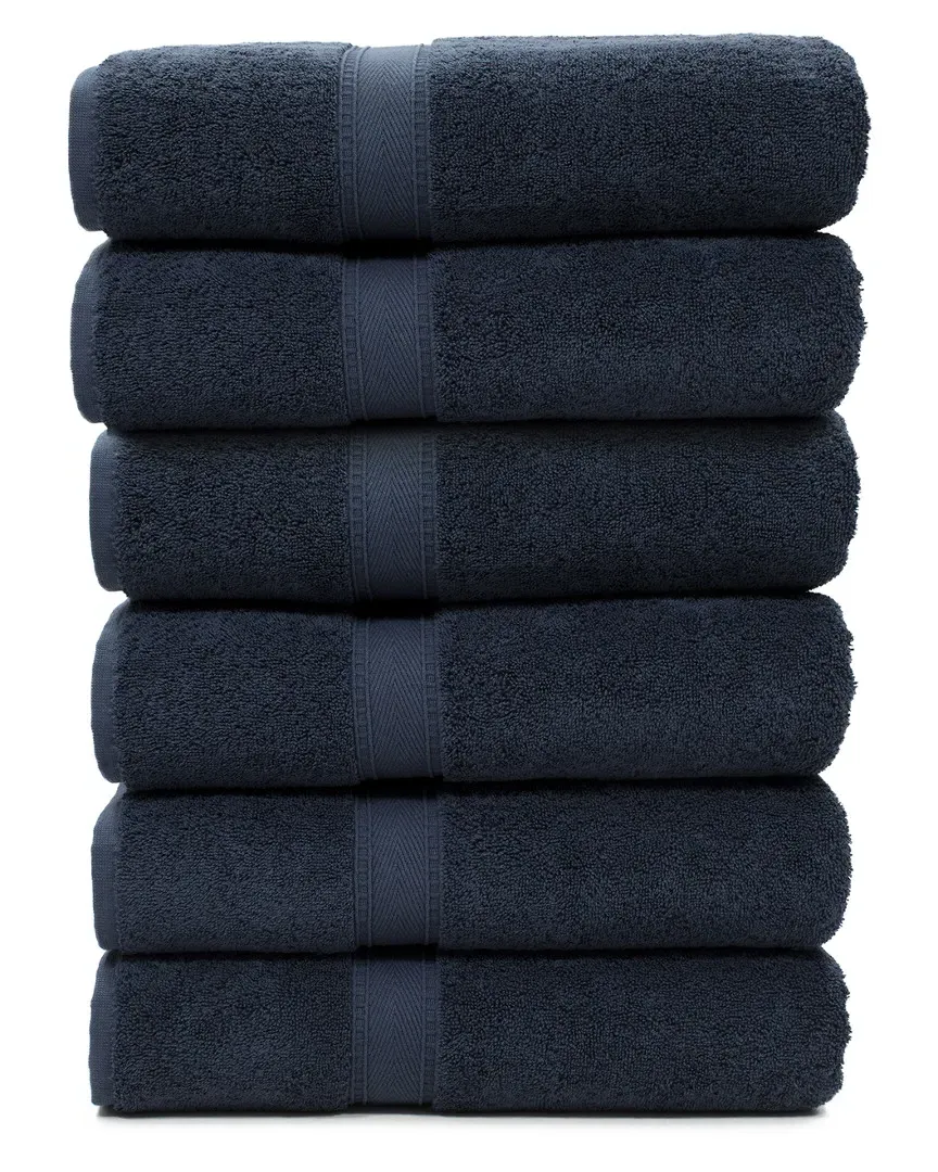 Sinemis Terry Bath Towel Set of 6 - Navy, Cotton