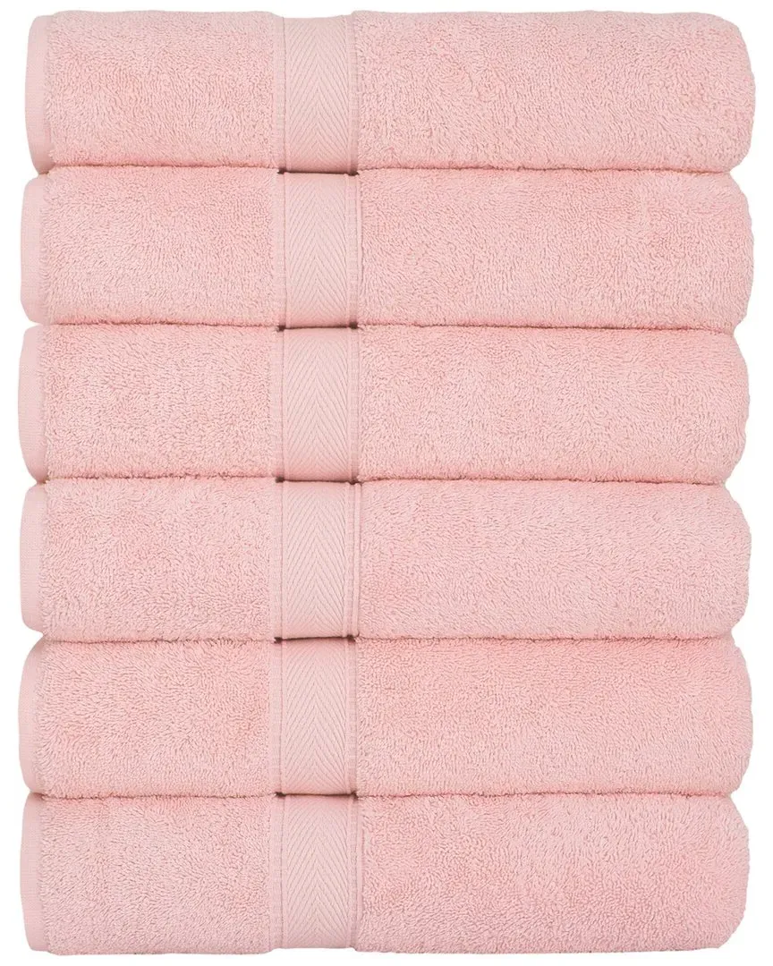 Sinemis Terry Bath Towel Set of 6 - Pink, Cotton