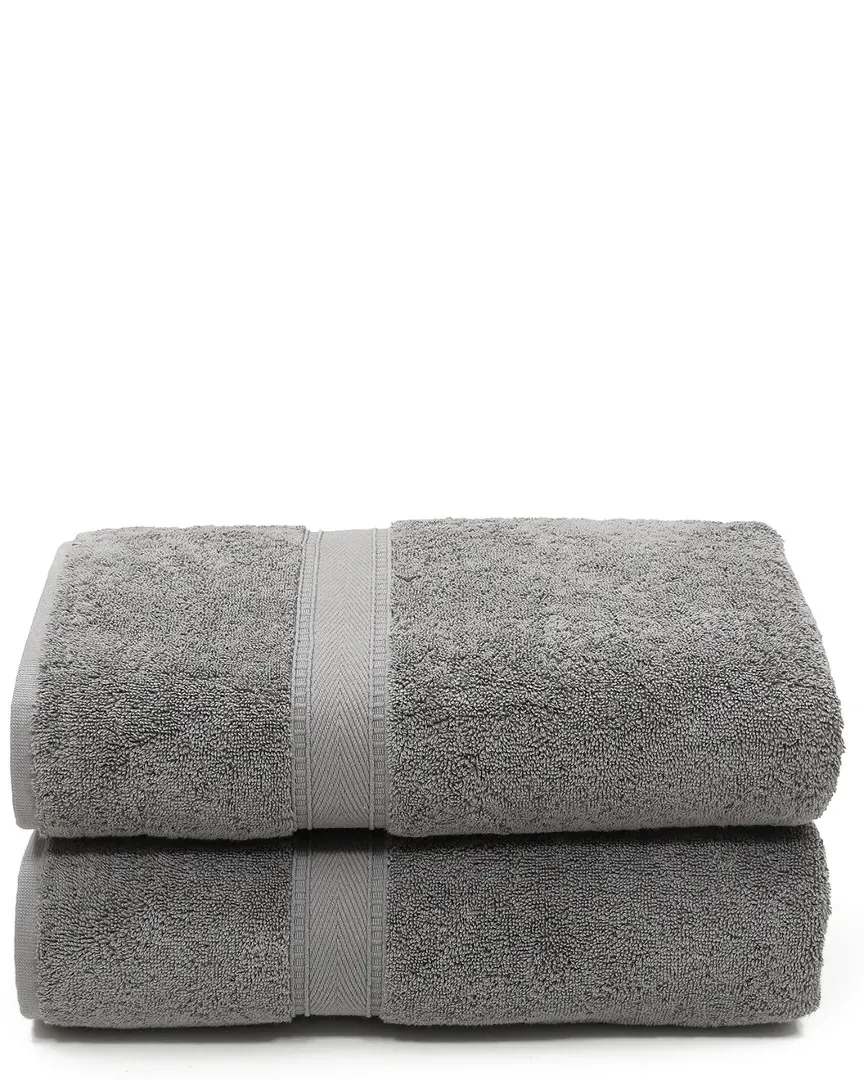 Sinemis Terry Bath Towels Set of 2 - Dark Grey, Cotton