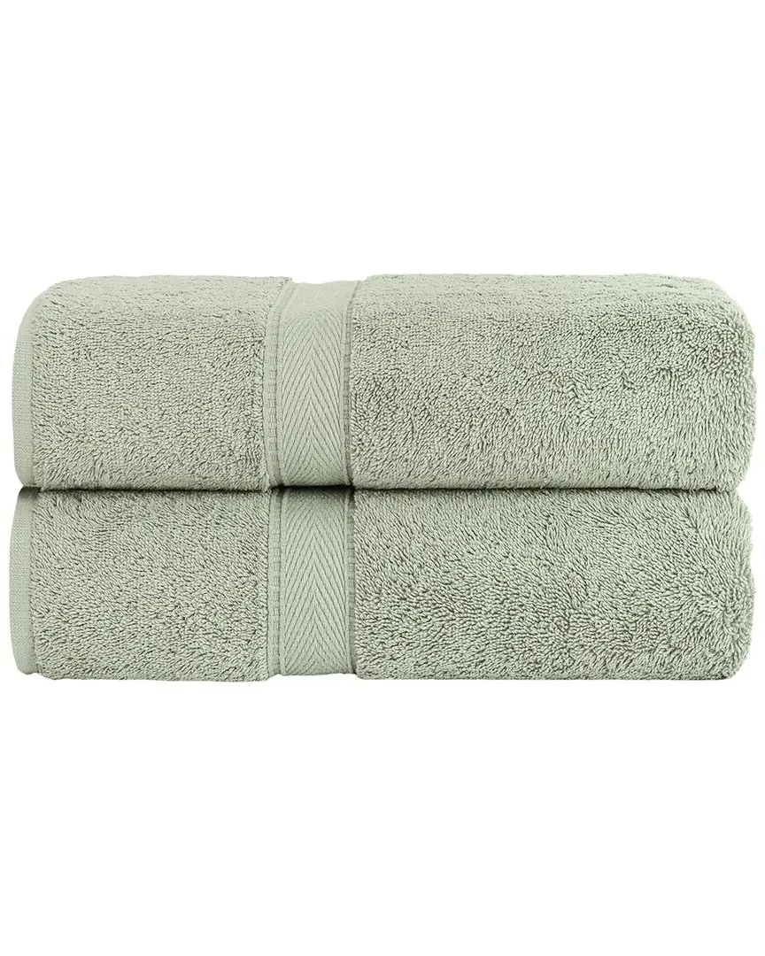 Sinemis Terry Bath Towels Set of 2 - Green, Turkish Cotton