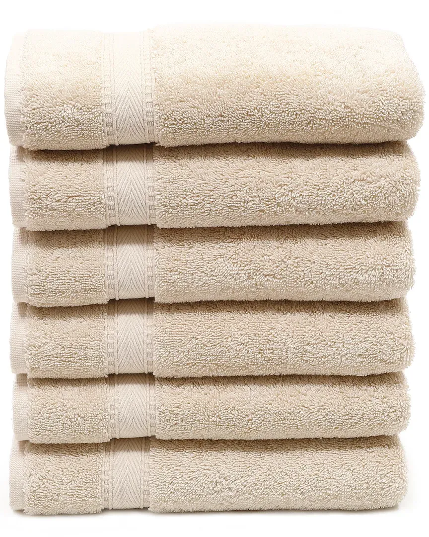 Sinemis Terry Hand Towel Set of 6 - Beige, Cotton