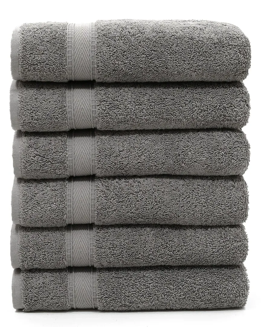 Sinemis Terry Hand Towel Set of 6 - Dark Grey, Cotton