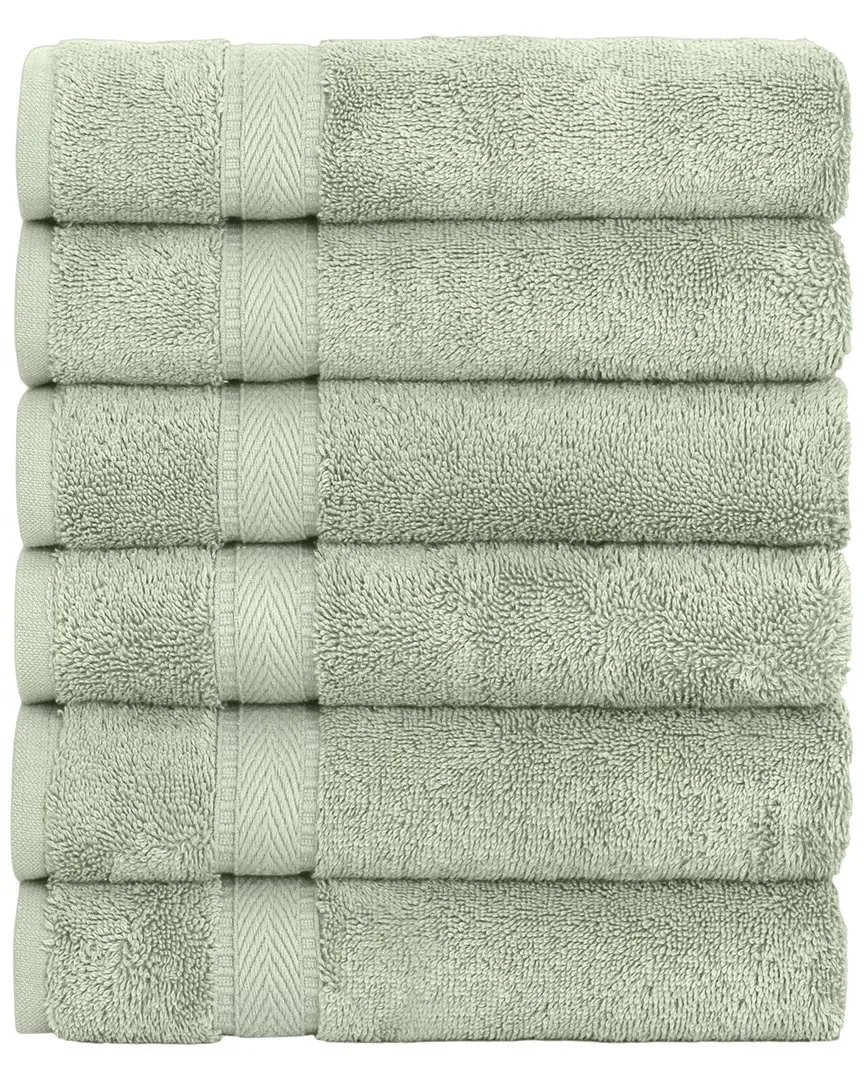 Sinemis Terry Hand Towel Set of 6 - Green, Cotton