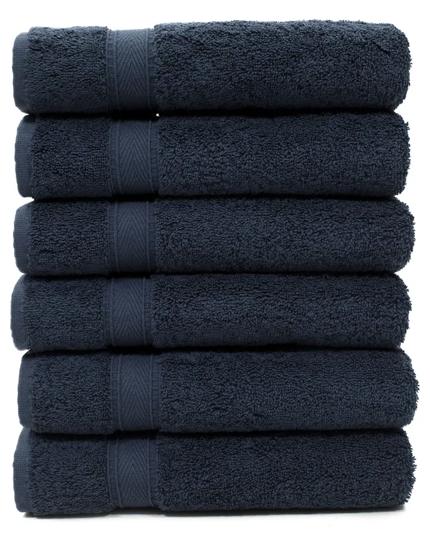 Sinemis Terry Hand Towel Set of 6 - Navy, Cotton