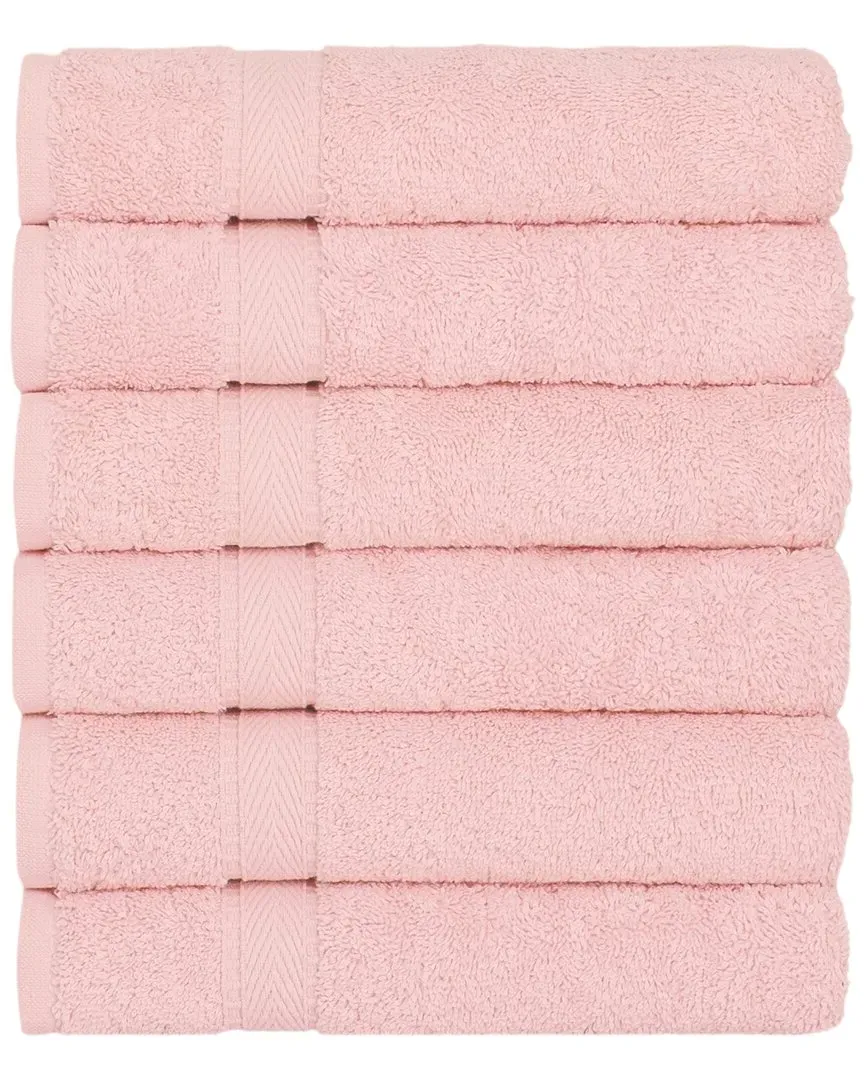 Sinemis Terry Hand Towel Set of 6 - Pink, Turkish Cotton