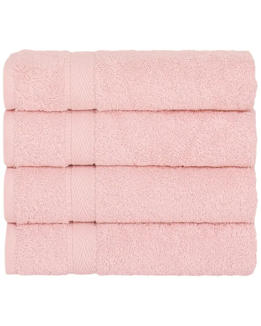 Sinemis Terry Hand Towels Set of 4 - Pink, Turkish Cotton