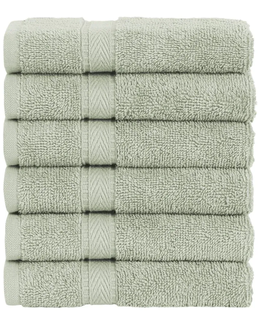 Sinemis Terry Washcloth Set of 6 - Green, Turkish Cotton image