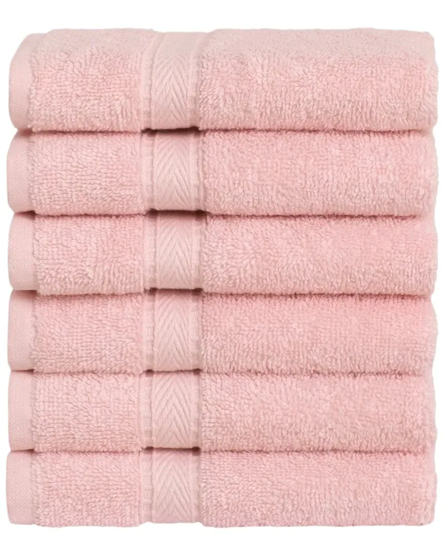 Sinemis Terry Washcloth Set of 6 - Pink, Turkish Cotton